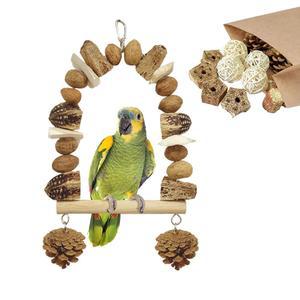 부리 운동 및 정신 자극을 위한 교체 가능한 소재 u2013 천연 새 놀이 세트가 포함된 호수쿠 너트 농어 스탠드