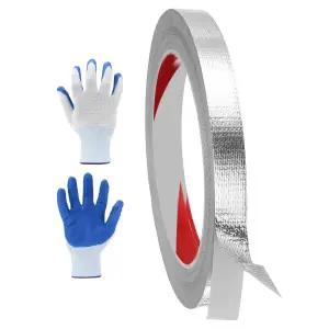 MECCANIITY 1팩 유리섬유 알루미늄 호일 테이프 04인치 66피트 접착 히트 실드 내열 밀봉 HVAC 파이프 자동