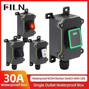 FILN IP65 30A 로커 스위치 방수 밀폐형 실외 박스 및 인라인 코드 1224V 220V ON OFF 자동차 보트 해양 야