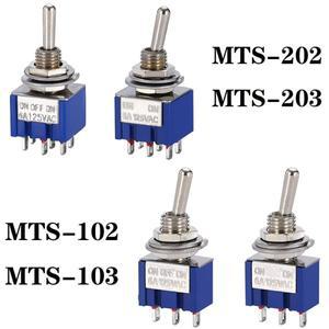 MTS-102 103 203 토글 스위치, 6mm 미니 DPDT ON OFF, 방수 캡, 6A, 125VAC 5 개, 개