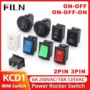 FILN 1개 5개 20개 KCD1-101 MRS-101 2핀 온오프 미니 로커 스위치 10A 125VAC 스냅인 간편 설치 21x15mm 6