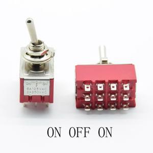 1PC 새로운 빨간색 12 핀 ON-OFF-ONON ON 32 위치 미니 토글 AC 6A125V 2A250V 솔더 터미널 방수