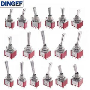 2개입 플랫 핸들 6mm 패널 장착 미니 토글 스위치 36핀 23 ON OFF 잠금 순간 작동 RC 모델 리모컨
