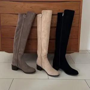 키높이부츠 스웨이드 롱부츠 라운드코 청바지 코디 데일리슈즈