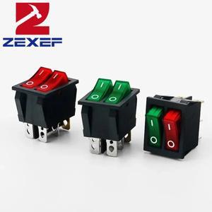 5pcs 더블 레드 라이트 로커 스위치 2  SPST On-Off 6 핀 30x22mm 웨이 보트 110V120V250V KCD6