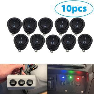 10Pcs 스위치 2 핀 작은 ONOFF 라운드 로커 LED 조명 자동차 대시 보드 보트 밴 3A 250V AC 6A 125VAC