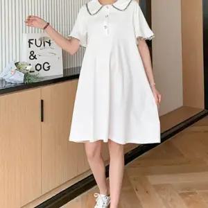 임산부 꾸안꾸 퍼프 소매 포인트 카라 원피스 데일리 unO1+8hGD