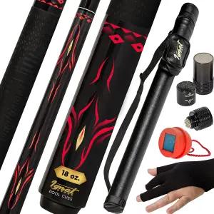 IgnatGames 프로페셔널 풀 큐 세트 58인치 2피스 캐나다 메이플 스틱저변축 하드 케이스 팁 유지 관리 도구