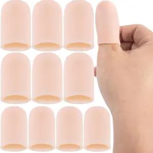 Pndeyo 10pcs 젤 핑거 코트 실리콘 엄지 손가락 끝 보호기 재사용 가능한 지지대 커버 장갑으로 균열