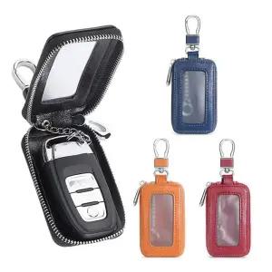 차키케이스 커버 비주얼 미러 창 차량용 키 보호대 가방 가죽 홀더 미니 자동 포켓 케이스 레트로 열쇠 고