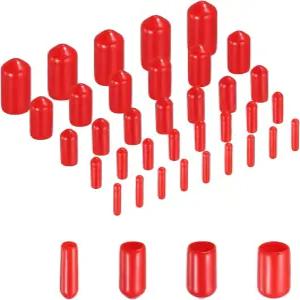 uxcell 50pcs 원형 고무 엔드 캡 보호 1.5mm 2mm 3mm 4mm 5mm 빨간색 나사산 보호대