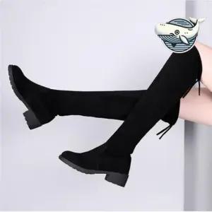 굽낮은롱부츠 스웨이드 롱부츠 여성용 캐주얼 니하이 부츠