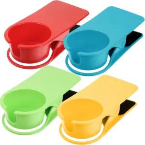메큐엑스 4Pc 음용 컵 홀더 클립 홀더가 있는 책상 애드론댁 의자 물 음료 소다 커피 머그잔