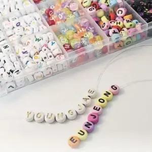 스마일 아크릴 키링 알파벳 이니셜 비즈 케이스 세트