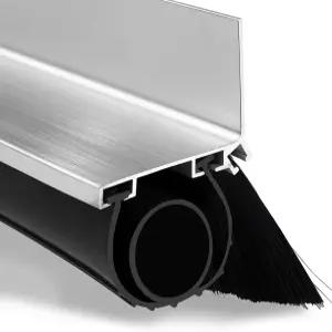 16.5피트 범용 차고 도어 씰 키트 내후성 브러시 U + O 헤비 듀티 하단 알루미늄 트랙 리테이너 베이스 및