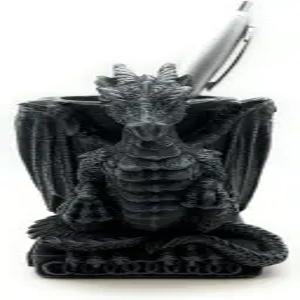 RUSTIX 중세 용 펜 홀더 - 판타지 고딕 데코 독특한 책상 정리함 피규어 홈 오피스 액세서리 퓨터 스타일