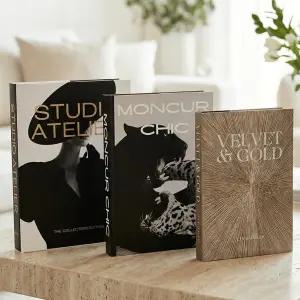 에스테틱 장식 도서 세트 3권 럭셔리 패션 탈착식 커버 모던 홈 데코레이션을 위한 아름다운 인조 리얼 북
