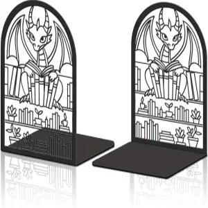 홉스프링 2pcs 책 끝 대형 헤비 듀티 스토퍼 조절식 논슬립 드래곤 리딩 장식용 (블랙)