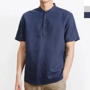 남성상의 린넨 남자 시원한 차이나 헨리넥 반팔 티셔츠 남방