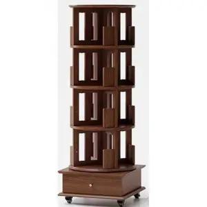 바퀴달린 회전 책장 거실 북트리 선반 서재 5단 월넛