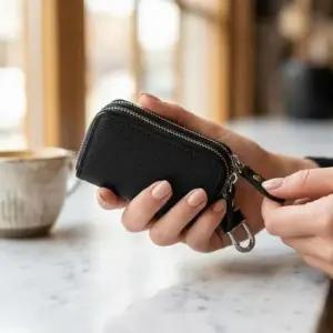 카드수납 블랙 가죽 키지갑 키케이스