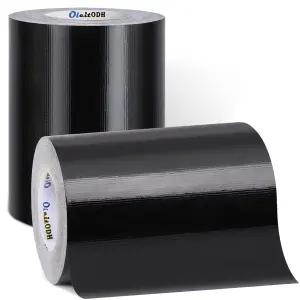 올레이토드 6인치 덕트 테이프 2롤 블랙 헤비 듀티 유연하고 잔여물 없음 전천후 및 손으로 찢김 롤당