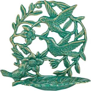 성모르 주철 벽걸이 새 모이통 귀여운 벌새 장식 작은 물욕조 울타리 목욕기 정원 뒷마당 파티오 벽 장식용