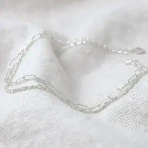 여성팔찌 92.5 실버 클립 포인트 두줄 체인 은 팔찌