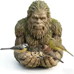 야외용 빅풋 새 모이통 - 벌새 다람쥐를 위한 그린 가든 야드 아트 장식 조각 숨겨진 갈고리가 달린 야생