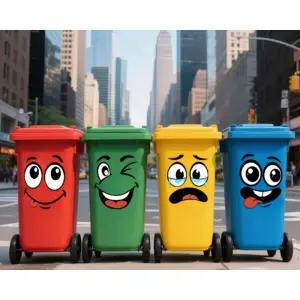 귀여운 표정 인테리어 스티커 4종 세트 쓰레기통 정리함 냉장고 문 데코 스티커