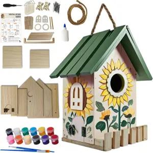 외부 청소를 위한 대형 목재 새집 목공 공예품 및 DIY 키트 직접 제작 정원 마당 장식 선물용 걸기 (1팩)