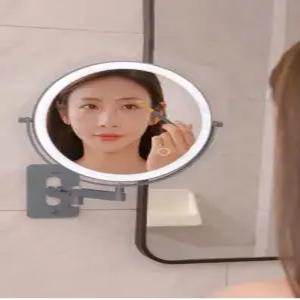 LED 확대거울 호텔 벽 원형 화장실 거울 무타공 벽걸이 화장대 확대경 충전 면도용 조명