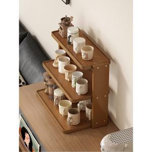 다층 원목 컵홀더 커피 수납 컵용 식탁 정리대 정리함 가정용 데스크탑