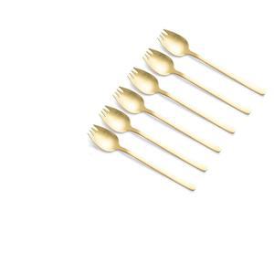 제로파일 7.4인치 롱 핸들 샐러드 서버, 스테인리스 , & 디저트용 포크, 스틸 골드 식기 6팩 샐러드, 스포크스 던져진