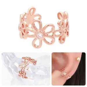 우정선물 큐빅 꽃 로즈골드 러블리 링 귀찌 이어커프 14KGP