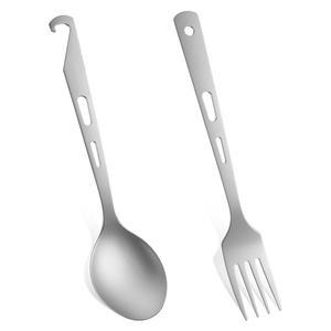 티타늄 포크 스푼 세트 캠핑 도구, 장비 생존 세트, 초경량 도구 배낭 방청, 내열성 여행 등산