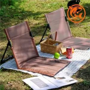 (색상 브라운)가벼운 접이식 캠핑 의자 노래방 바닥 의자 편안한 리클라이너 체어