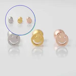 쌍문상회 써지컬 피어싱 해피스마일 3종 택1 큐빅귀걸이 하프링 링 쥬얼리 한쪽판매 로즈골드 여자귀거리