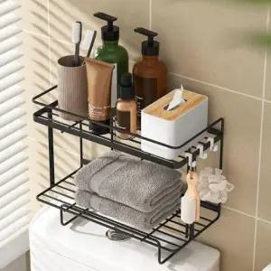 정리 블랙 붙이는 수납선반 욕실선반 2단
