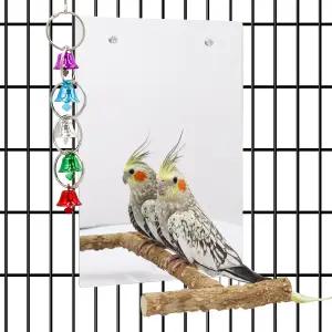 거울과 종이 있는 대형 새 스탠드 농어 장난감 앵무새 아프리카 회색 버디 코카티엘 러브버드를 위한