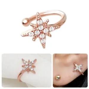 페이크피어싱 큐빅 별 로즈골드 링 귀찌 이어커프 14KGP