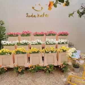 유럽 꽃시장 물통 플라스틱 꽃집 싱글 바스켓 플라워 버킷 사각