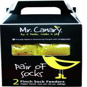 미스터 카나리아 옐로우 양말 한 켤레 핀치 피더 2pk 씨앗 가득 사계절 총 24온스