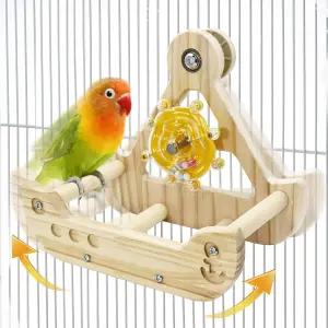 스피너 래틀 장난감이 있는 2 in 1 버드 퍼치 장난감 안전한 코카티엘 강화 실내 새장 액세서리 코너 토이