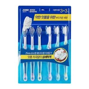 2080센서티브칫솔 3+3입(이중미세모) X 2개/ 어금니 케어, 구취제거
