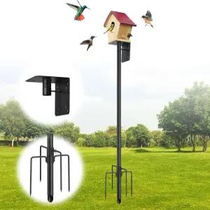 버드 하우스 폴 야외용 60인치 헤비 듀티 피더 마운트 키트 5-프롱 베이스 스플라이싱 조절식 새 관찰용