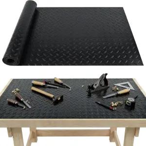 U0U 48 x 17.3 작업대 매트 검은색 PVC 방수 패드 1.5mm 두께의 DIY 커버 테이블 상판 보호용(검정색 47.2