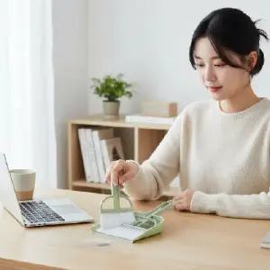 책상 미니 빗자루 쓰레기 받침 사무실 먼지 제거 도구