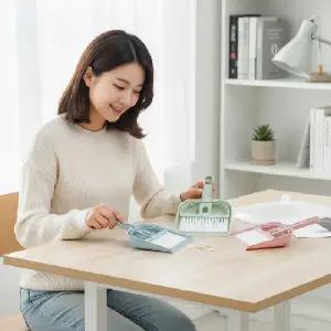 탁상용 미니 빗자루 쓰레받기 사무실 책상 먼지 머리카락 청소 도구