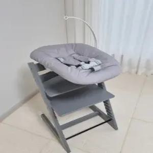 트리트랩뉴본세트 스토케 (하이체어 스톰그레이+뉴본 그레이+베이비세트+트레이)